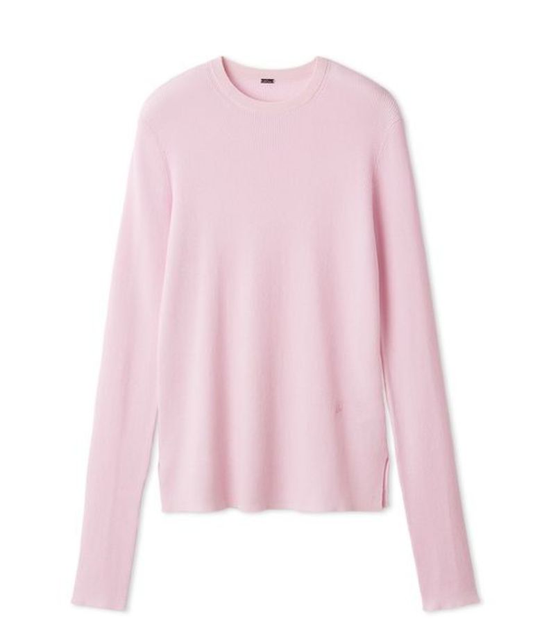 Mila Owen - シアーラメクルーネックリブニット (PNK) 綿 / シアー