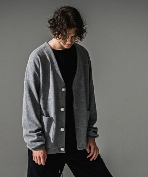 blister knit C/D (GREY) ナイロン /幾何模様 / ストレッチ / パッチポケット / 手洗可 / RC41-C-004