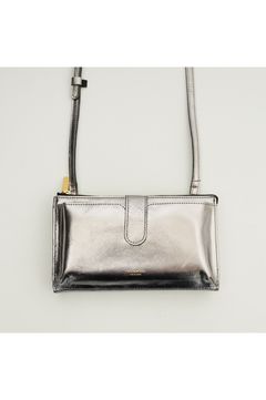 ADRIA（アドリア）V-1338（Silver）メタリックレザー 横型スマートフォンポシェット / 牛革 / iPhone14ProMax入る