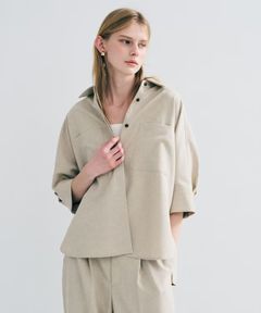 ウォッシャブルドライサップドルマンシャツ(シャンブレーベージュ) ポリエステル / ヒップラインが隠れる丈感 / BLUVLM0400