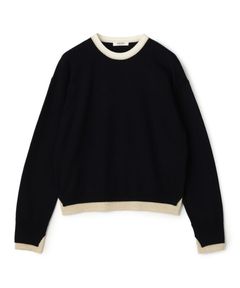 プレーンウール クルーネックプルオーバー (ネイビー) ウール / 配色のアクセント / 透け感無し / 手洗可 / 12-02-64-02102