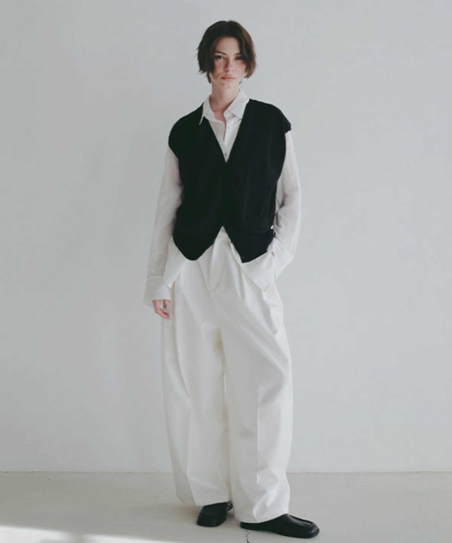 シアーコットンシャツ(ホワイト)綿100% / シアー素材 / 手洗い可 / 1226210063