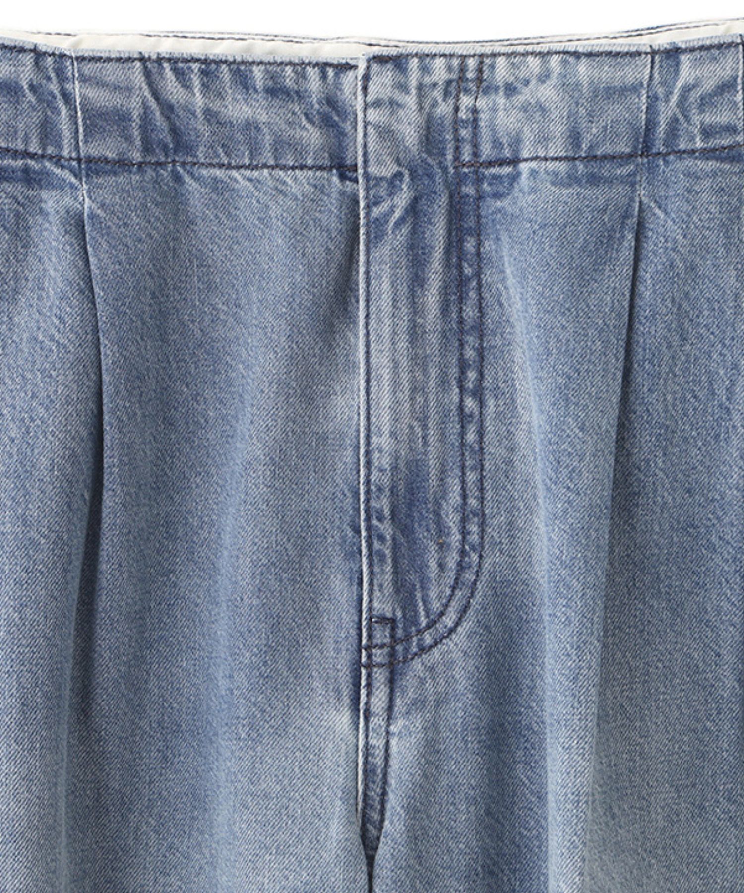 デニムタックワイドパンツ (BLUE) 綿 / ライトオンス / フロントタッ ク / 手洗可 / 1226122056