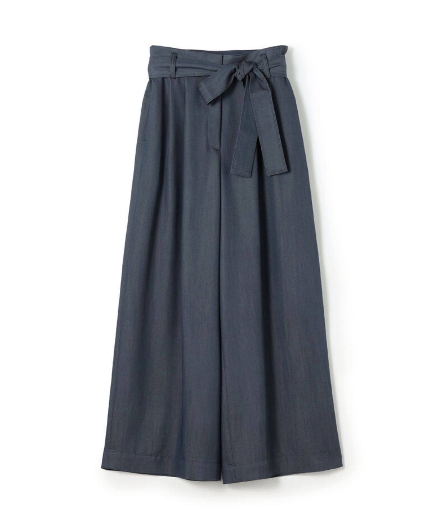 ラスターデニム ダブルタックワイドパンツ (ネイビー)レーヨン / 付属ベルト付き /伸縮性無し / 裏無し / 手洗可 / 11-04-62-04235