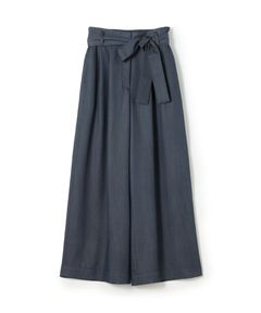 ラスターデニム ダブルタックワイドパンツ (ネイビー)レーヨン / 付属ベルト付き /伸縮性無し / 裏無し / 手洗可 / 11-04-62-04235