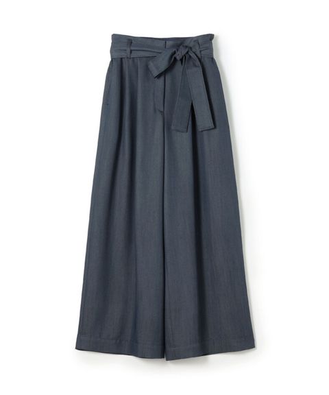 ラスターデニム ダブルタックワイドパンツ (ネイビー)レーヨン / 付属ベルト付き /伸縮性無し / 裏無し / 手洗可 / 11-04-62-04235