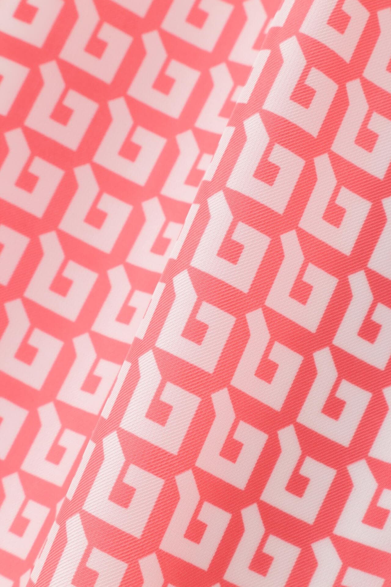 [URBAN PRECIOUS] ジオメトリックプリントワンピース (ピンク) / ポリエステル 100% / 裏地付き / 共布リボン付 / 0315140111