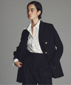 TWドビードスキンブレザー(ネイビー)ポリエステル / 前身頃、袖口にメタル釦 / JKUVGA0815