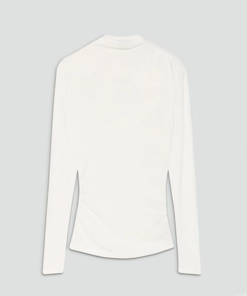 Soft Rib Gathered Neck Tee(アイボリー) / レーヨン / ウォッシャブル / 01-5301012