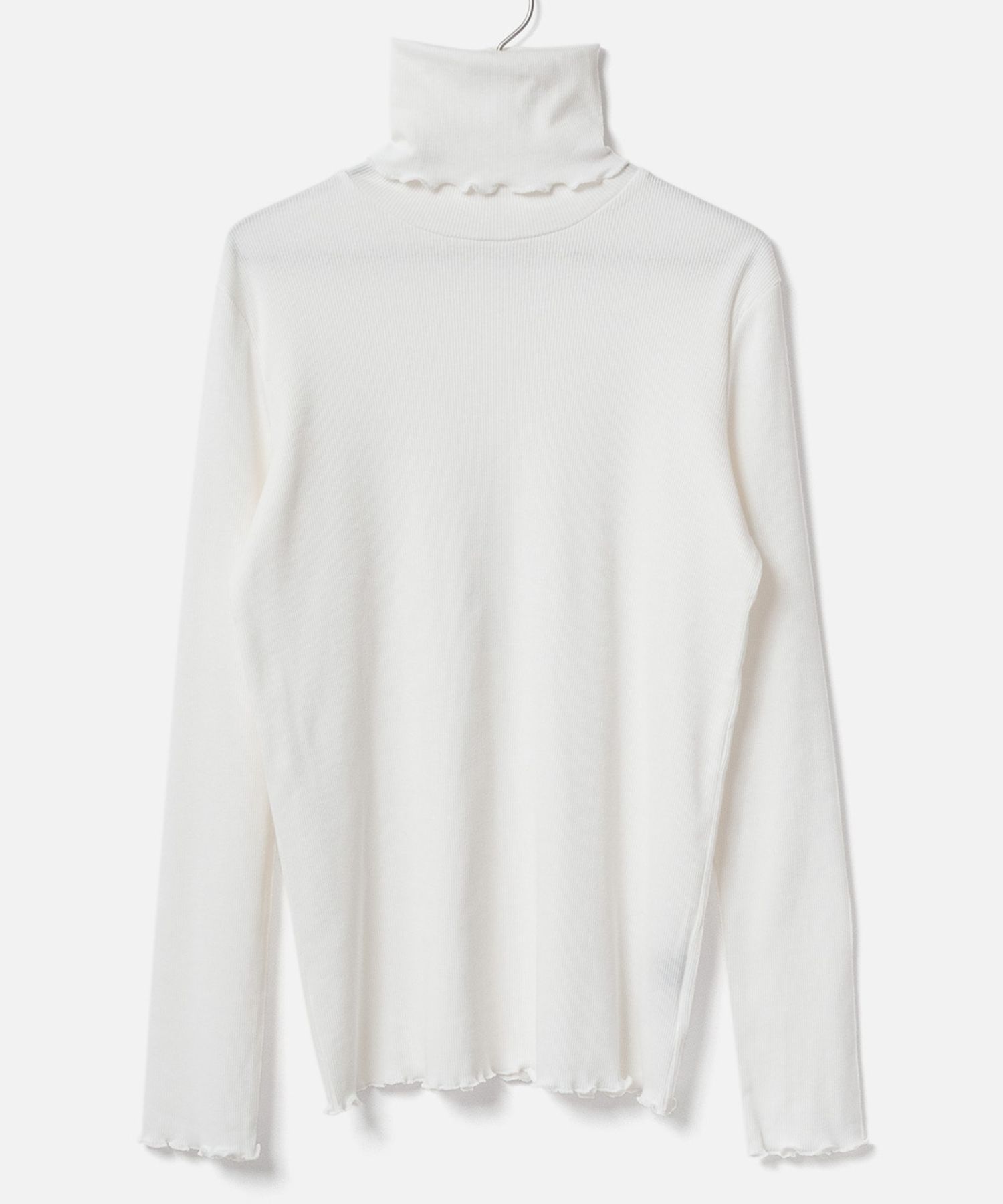 [Harriss × Keiko Okamoto] Cut-rib long turtleneck sweater ( Lemon Yellow )綿 / ロングタートルネック / メローロック / 手洗可 / OK252-45231