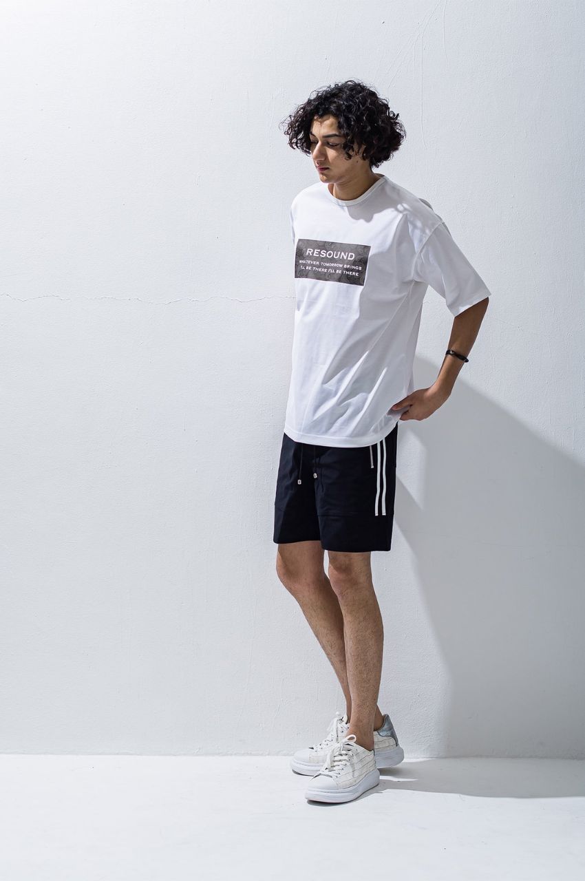 ボックスロゴオーバーTシャツ (ホワイト) コットン100% / ペイズリープリント / オーバーサイズ