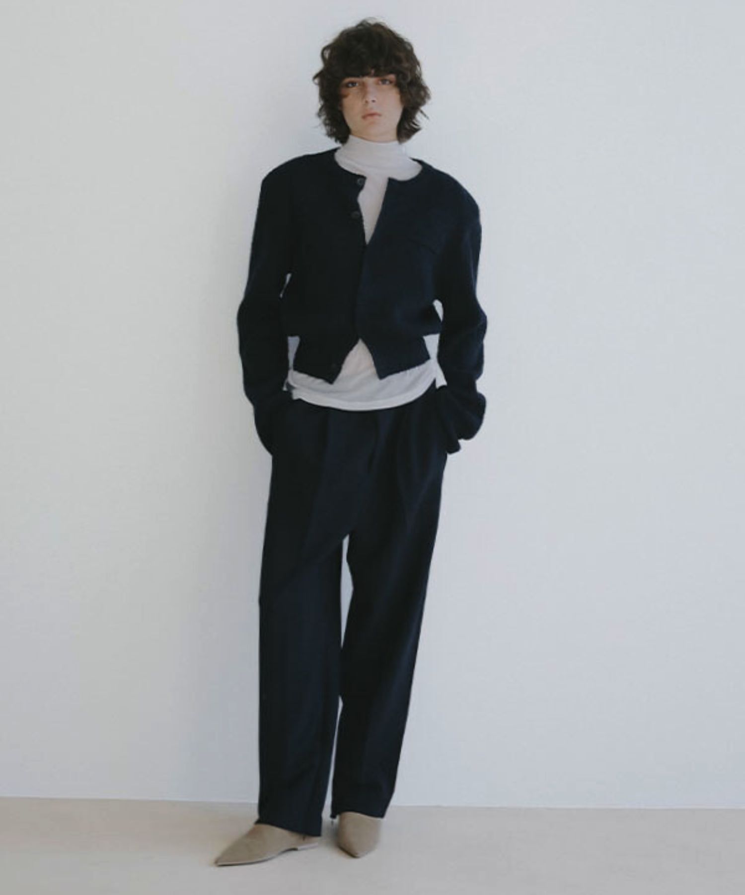 サイドピンタックラインリラクシーパンツ ( NAVY ) ポリエステル / ウエストゴム  / シーズンレス / 手洗可 / 1226120015