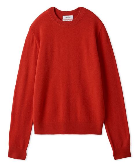 ウール ベーシッククルーネックニット ( RED ) ウール / 丈長め / 暖かい / チクチクしない / 09WNT254306