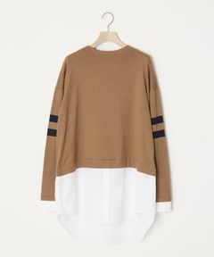 SEAISLAND COTTON LAYERED TUNIC (CAMEL) 綿 / 袖ライン / 柔らかい / シャツドッキングデザイン / ADWS-501-17