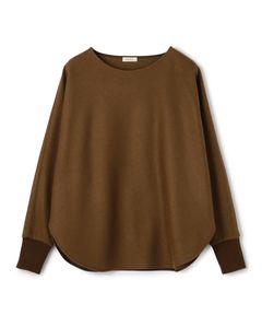 ニットコンビネーション ボートネックプルオーバー ( ブラウン ) ウール / ドルマンスリーブ / 袖口リブ / 手洗可 / 22-03-44-03214