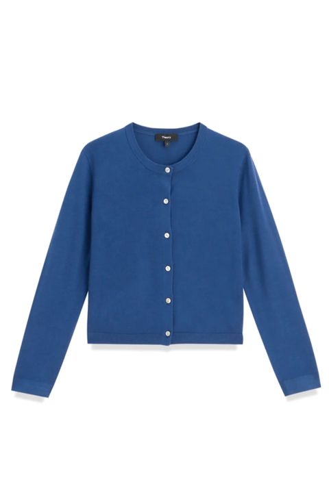 パメオポーズ Femme Fatale Top リブ編み青長袖カーディガン A'GEM/9 × .kom『ACOVER/オコボ』CROPFIT V-NECK WOOL KNIT