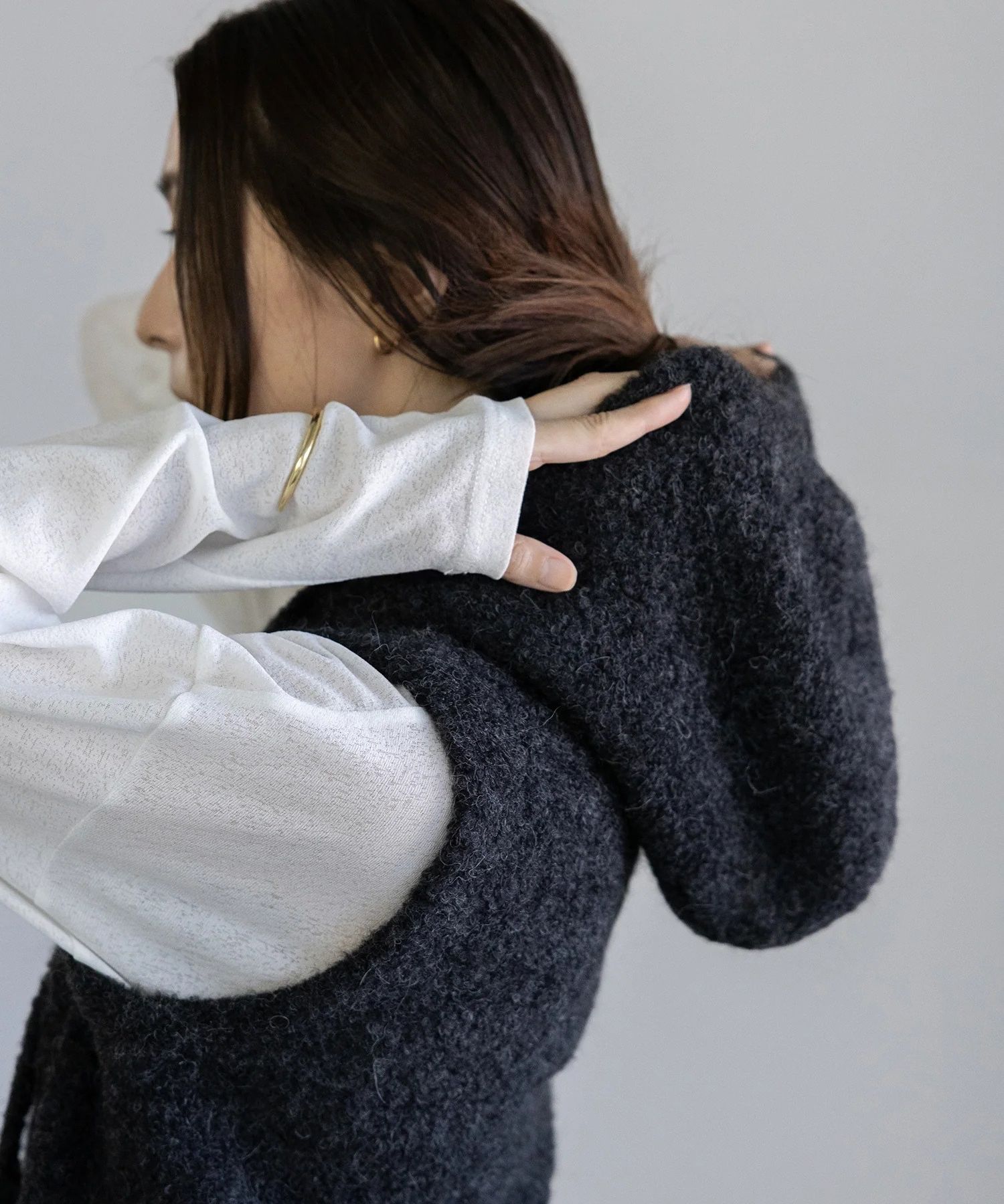 alpaca loop hoodie vest (C.GREY) アルパカ / 保湿性 / ベビーアルパカ / 静電気防止加工 / 軽量 / CT25318
