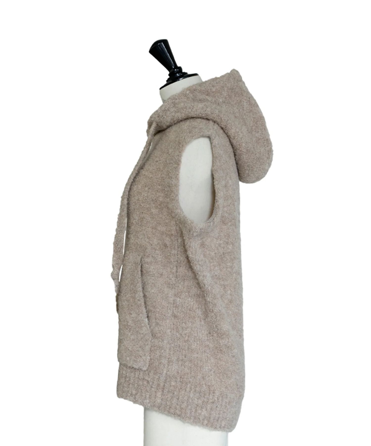 alpaca loop hoodie vest (BEIGE) アルパカ / 保湿性 / ベビーアルパカ / 静電気防止加工 / 軽量 / CT25318