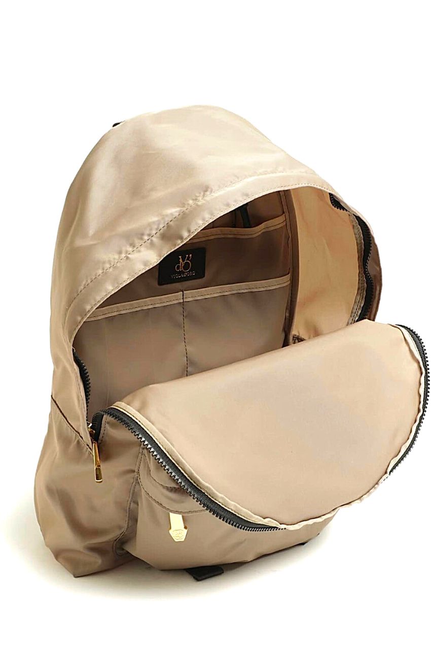 GINO / V-2133（Taupe）ナイロン / 牛革 / ジーノ（トープ）バックパック / ファスナーポケット有り / 本体貫通ポケット有り / キーフック有り / A4サイズ収納可 / 日本製【正規販売店】