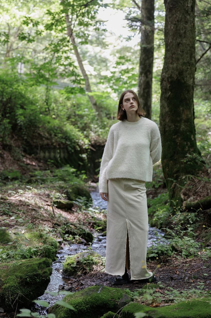 Alpaca loop loose pullover (WHITE) アルパカ / クルーネック / 軽量 / 静電気防止加工 / CT24320