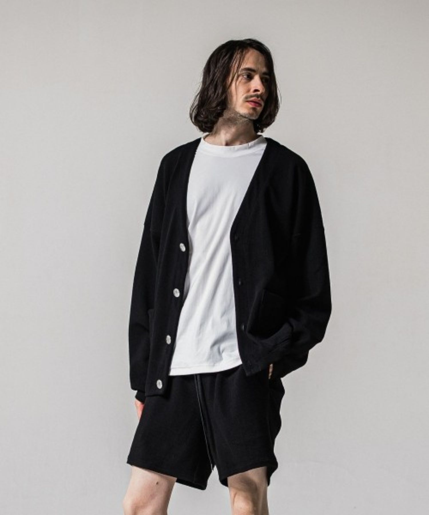 blister knit C/D (BLACK) ナイロン /幾何模様 / ストレッチ / パッチポケット / 手洗可 / RC41-C-004