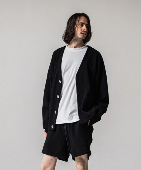 blister knit C/D (BLACK) ナイロン /幾何模様 / ストレッチ / パッチポケット / 手洗可 / RC41-C-004