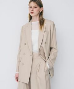 TWドビードスキンブレザー(ベージュ)ポリエステル / 前身頃、袖口にメタル釦 / JKUVGA0815