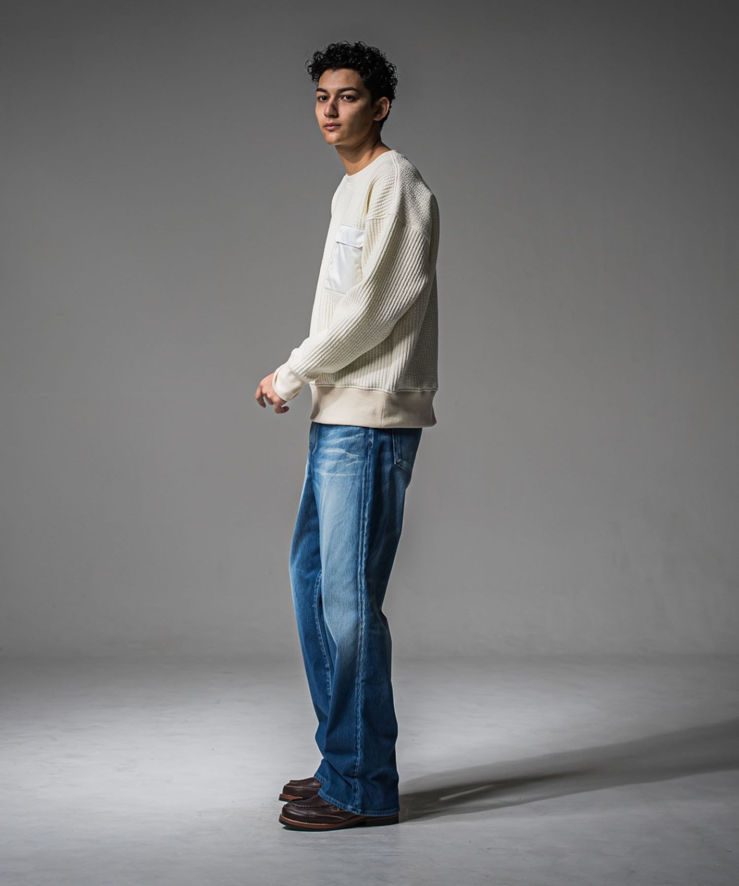 Stripe quilting drop trainer (OFF) コットン /   ストレッチスウェット / 胸ポケットサテン / キルティング / RC37-C-003