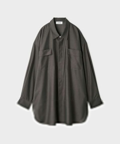 サイドスリットシアーシャツ(チャコールグレー)ポリエステル / ウォッシャブル / 手洗い可 / 接触冷感 / MWFB262017