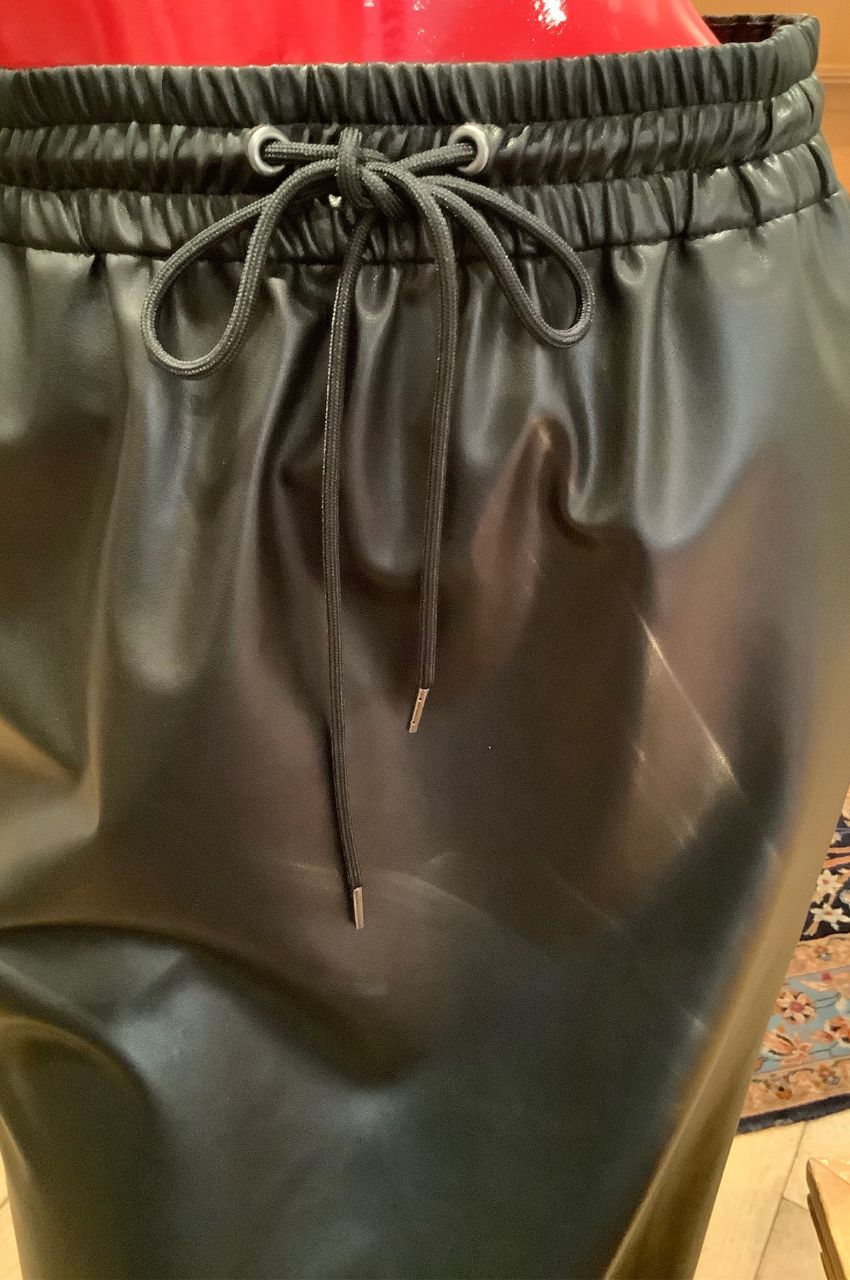Eco Leather Drawstring SKT L / エコレザードローストリングスカート