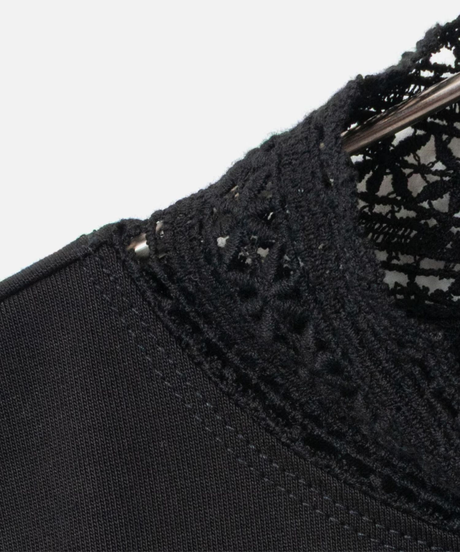 Stand Lace Collar T-Shirt (ブラック) 綿 / オーバーサイズ Tシャツ / 接触冷感/ 透湿性/ 紫外線防止  / FK261-37282