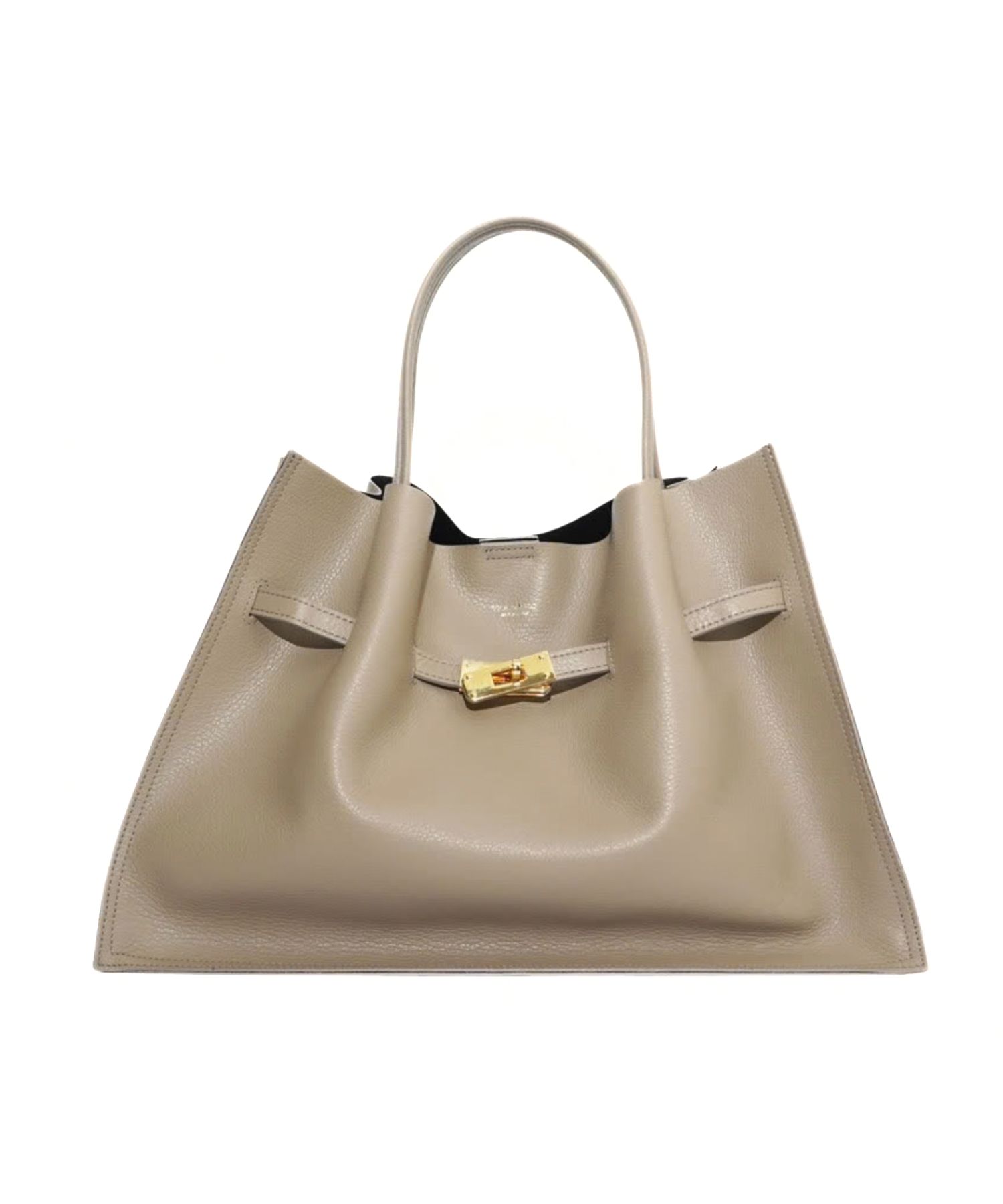 TRERO（トレロ）/（L/TAUTP/BLACK）/ イタリアンWフェイスレザートートバッグ  Lサイズ(ブラック/グレー）牛床革（Italian leather）/ 日本製 / V-1497
