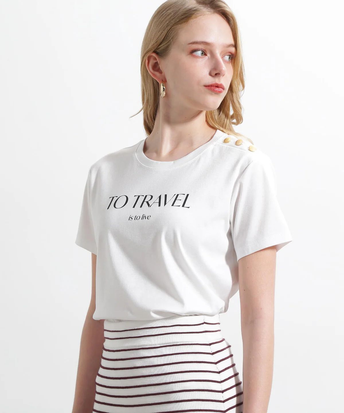 "TO TRAVEL" ロゴTシャツ (ホワイト) / 綿 100% / ウォッシャブル / 0315160521