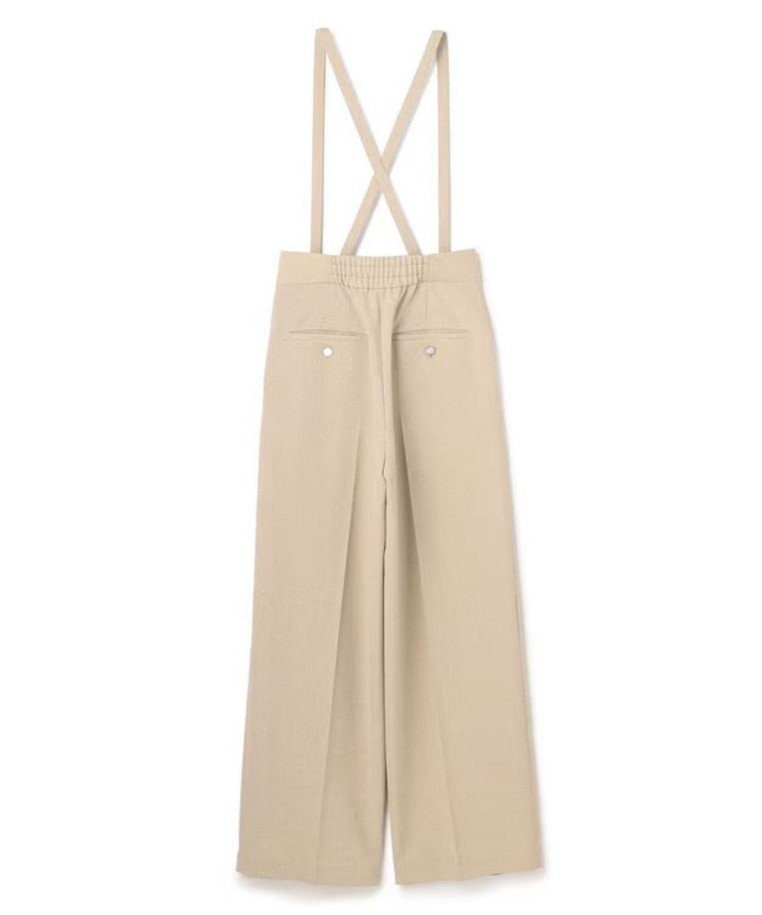 ウォッシャブルドライサップワイドパンツ(シャンブレーベージュ) ポリエステル / サスペンダー付き / ハイウエスト / センタープレス / バックスタイルゴム / PRUVLM0401