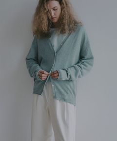 リリヤーンリネンVネックカーディガン(ミント) 麻 / 深めVネック/ 小さめボタン / 1226204094
