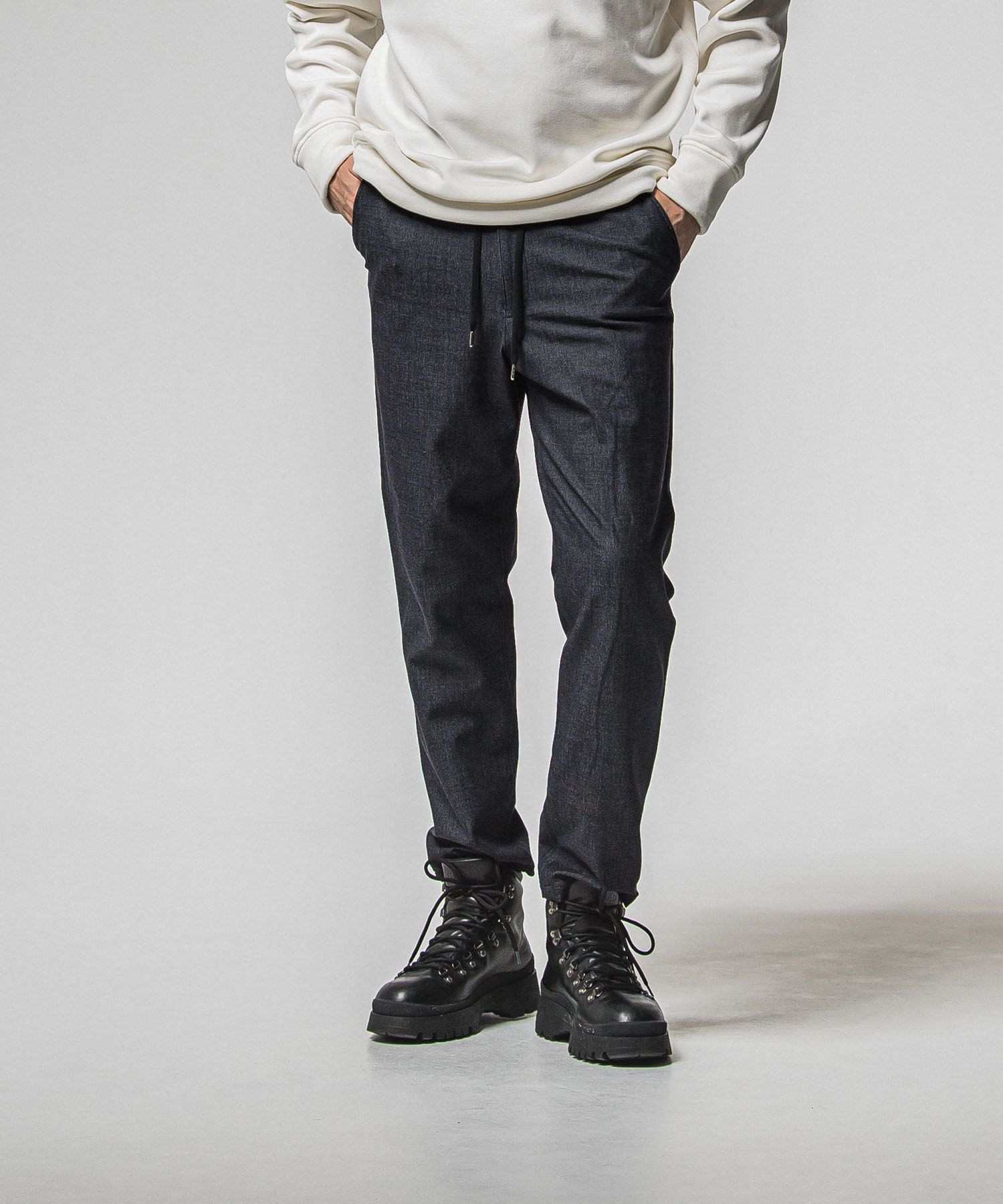 PAT WIDE EASY PANTS ( DENIM )  RAYON / 高機能素材 / ベルトループ付き /  ストレッチ  / 手洗可 / RC38-ST-036BN