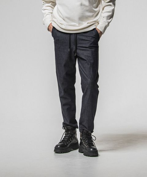 PAT WIDE EASY PANTS ( DENIM )  RAYON / 高機能素材 / ベルトループ付き /  ストレッチ  / 手洗可 / RC38-ST-036BN