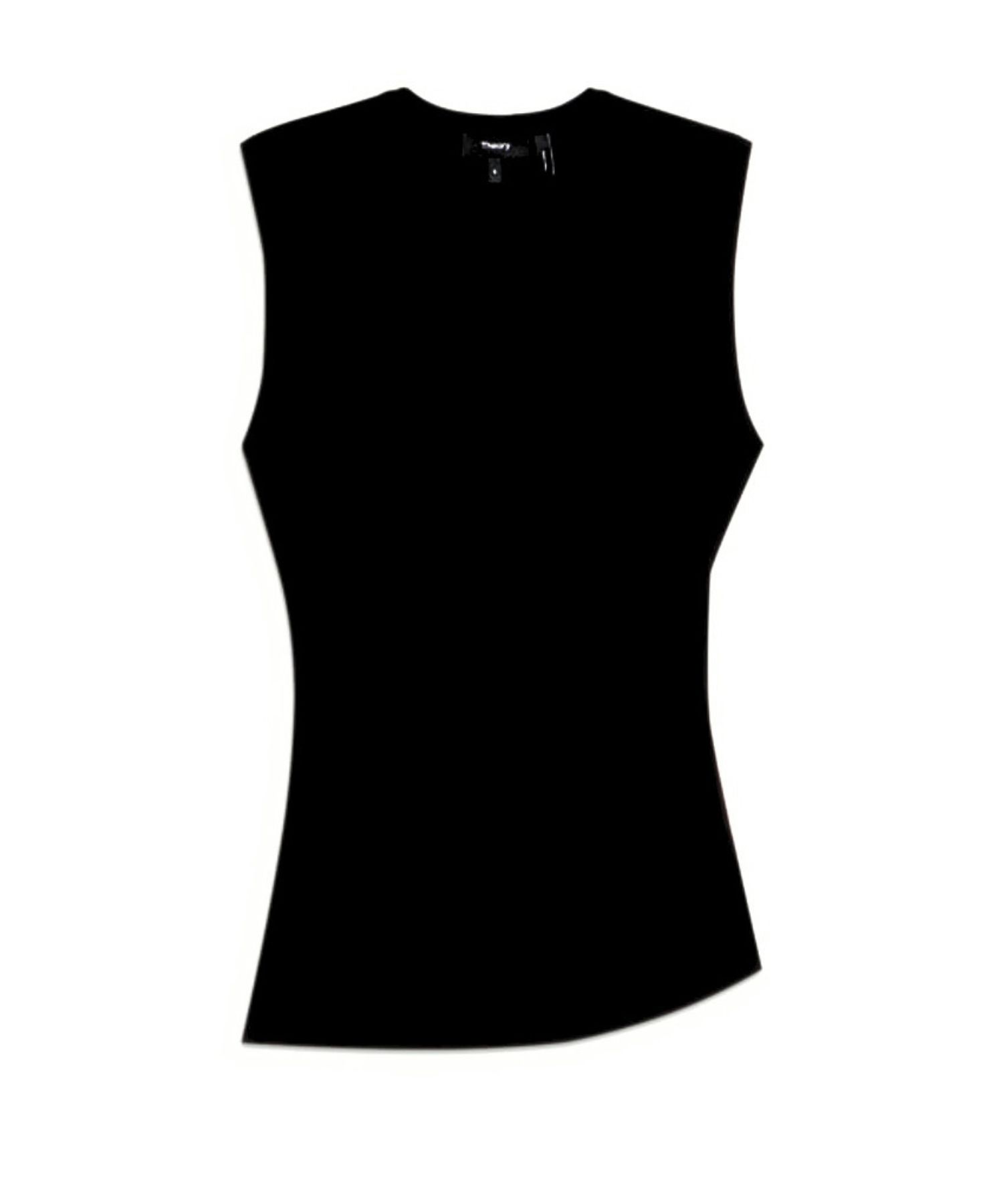 Soft Rib Vneck Cutout Top (ブラック ) レーヨン / 伸縮性有り / ウエスト斜めドレープ / 手洗可 / 01-6201003