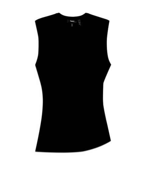 Soft Rib Vneck Cutout Top (ブラック ) レーヨン / 伸縮性有り / ウエスト斜めドレープ / 手洗可 / 01-6201003