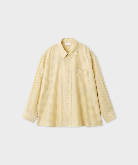 シアーストライプサイドオープンシャツ(イエロー) レーヨン / ウォッシャブル / 手洗い可 / オーバーサイズ / MWFB261091