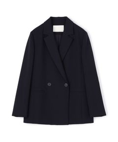 ドライダブルクロス ダブルブレストジャケット (ネイビー) ポリエステル / 伸縮性 / シワになりにくい / セットアップ対応 / 11-07-31-07036