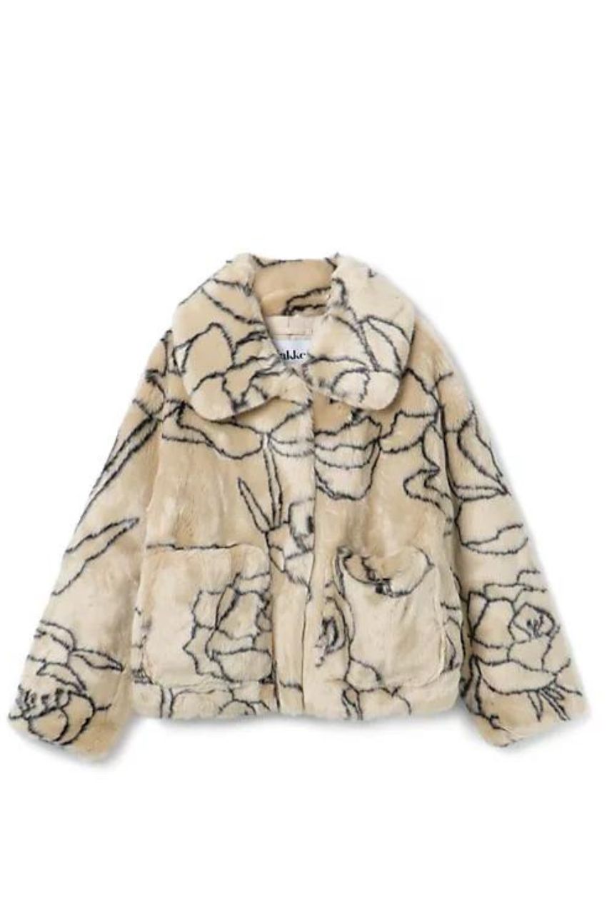 Traci Faux Fur Floral Lines / フェイクファー フローラル ライン