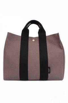 マイクロファイバースエードトートバッグ (taupe×black) ナイロン / 軽量 / 弱撥水 / ショルダーストラップ付き / V-2064