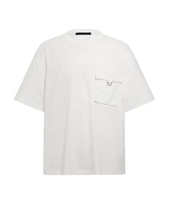 【 MEN】SISIFO シージオ Tシャツ ( アイボリー) 綿 / Dリングフラップポケット/ 柔らかい / 左袖ロゴワッペン / MCKZ0422083588