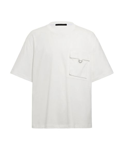 【 MEN】SISIFO シージオ Tシャツ ( アイボリー) 綿 / Dリングフラップポケット/ 柔らかい / 左袖ロゴワッペン / MCKZ0422083588