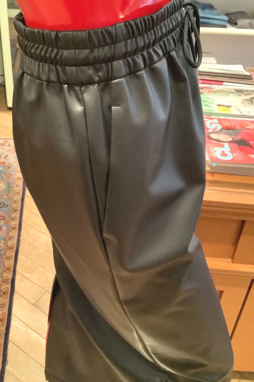 Eco Leather Drawstring SKT L / エコレザードローストリングスカート