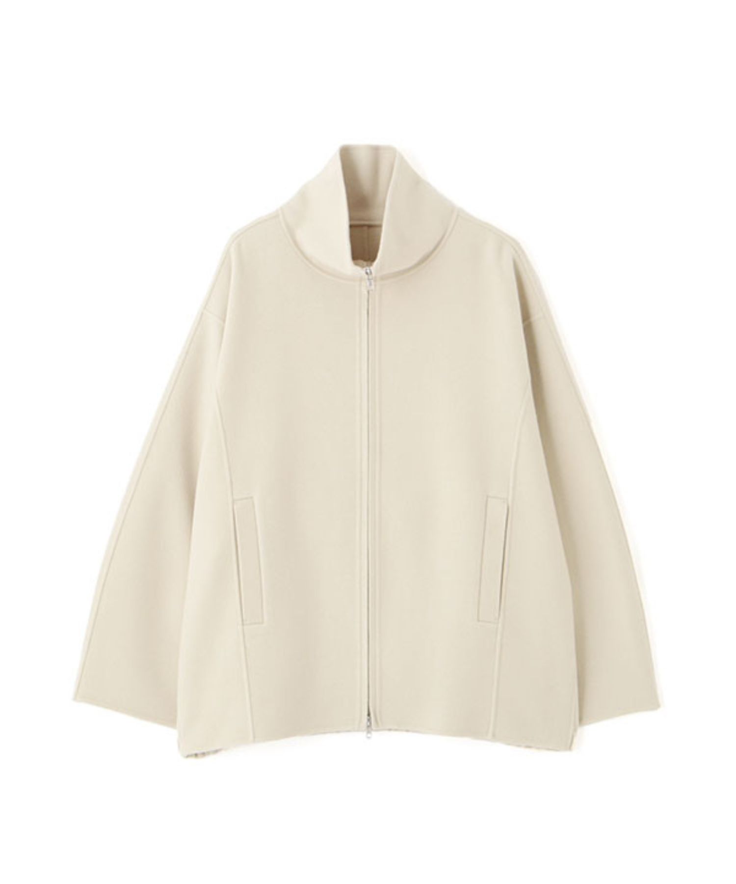 メルトンスタンドネックリバーブルゾン ( SAGE ) 毛 / ジップアップ / ドルマンスリーブ / 後裾ギャザー /  1225602089