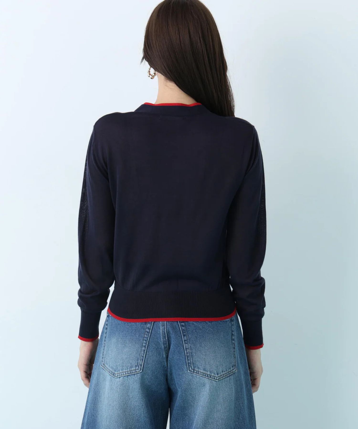 Vネックパレットニットカーディガン(ネイビー)再生繊維 / ウォッシャブル / 手洗い可 / ストレッチあり / 前釦開き / 裏地無し / 0316175211