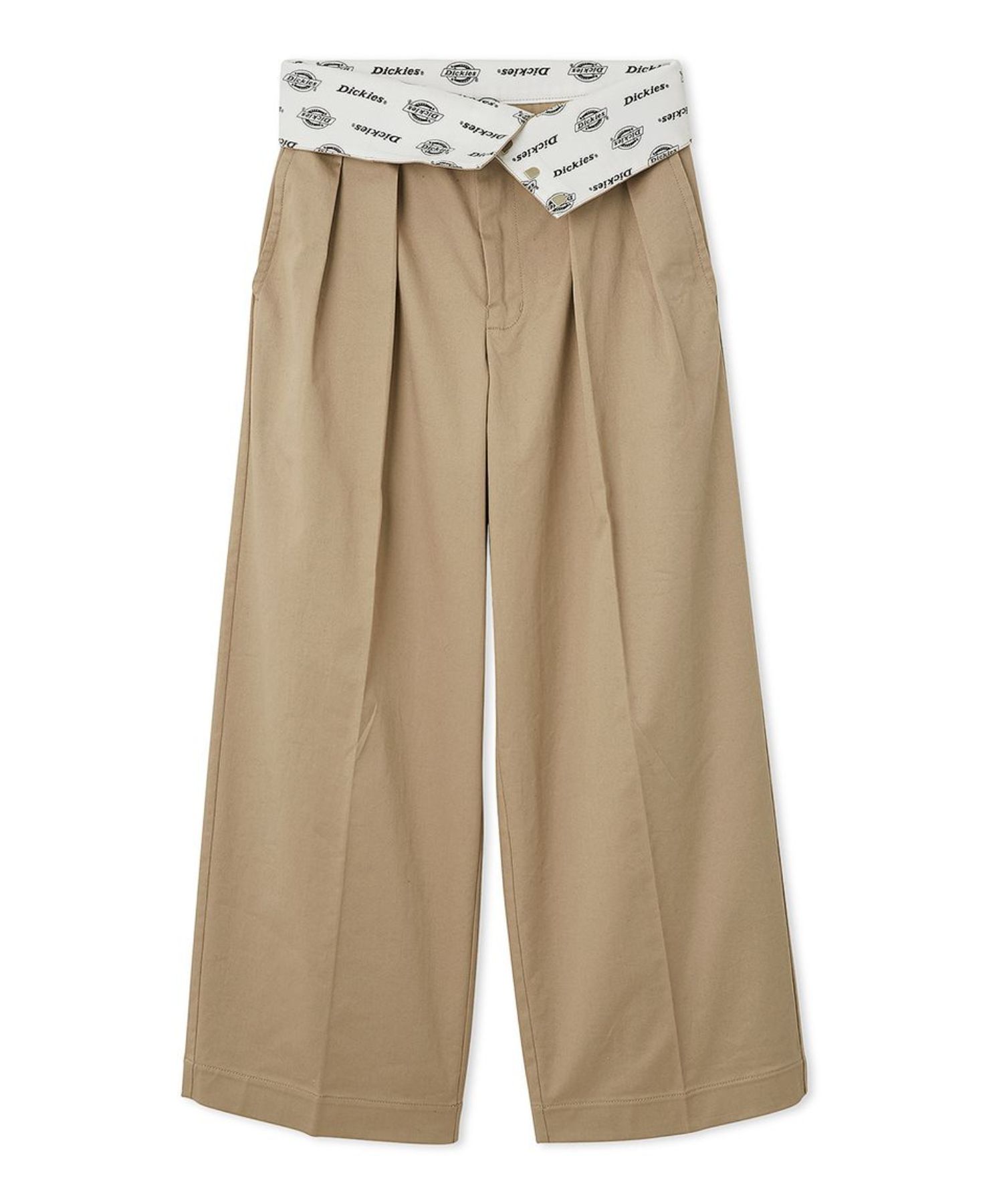 【FRAY I.D｜Dickies】ツータックワイドツイルパンツ(BEG) ポリエステル / ポケット有り / 丈夫 /手洗い可 / FWFP254805