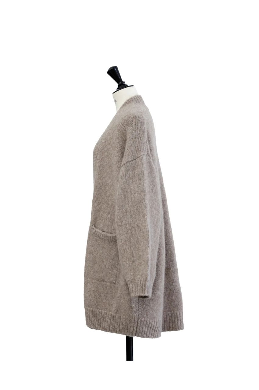 Alpaca wool cardigan  ( BEIGE ) アルパカ / ポケット付き / 静電気防止加工 / ルーズシルエット / CT24319